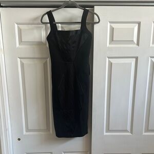Express Black Sheath Midi Dress Square Neck Cocktail
